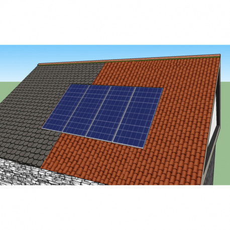 Konstrukce pro šikmou střechu s taškovou krytinou - 1x4 panely 340Wp (350Wp)
